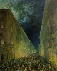 A View Of The Corso, Rome by Carlo Bossoli