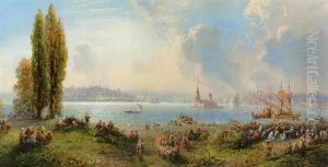 A View From Uskudar Towards Constantinople by Carlo Bossoli