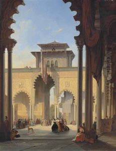 Court Of The Lions, The Alhambra, Granada by Francois Antoine Bossuet