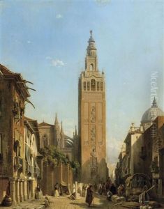 Scene De Rue A Seville by Francois Antoine Bossuet
