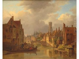 Barque Sur Les Canaux De Bruges