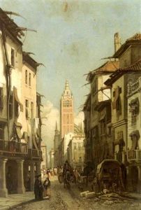 Rue De La Giralda - Seville by Francois Antoine Bossuet