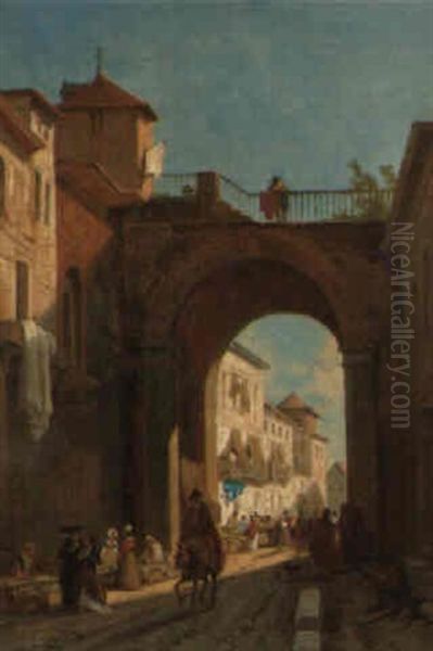 Figures Before The Roman Gate, Saragossa - view 1
