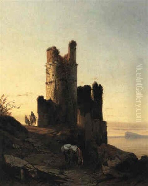 Figures On A Path Near St. Rocque With Gibraltar Beyond - view 1
