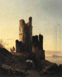 Figures On A Path Near St. Rocque With Gibraltar Beyond