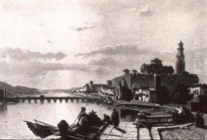 Fishing Boat Tied At Dock With Spanish City In Background