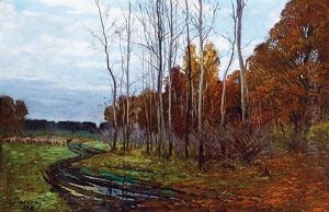 Autumn Forest With Lambs, 1898 by Istvan Bosznay