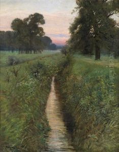 Grose Bachlandschaft Im Abendrot by Istvan Bosznay