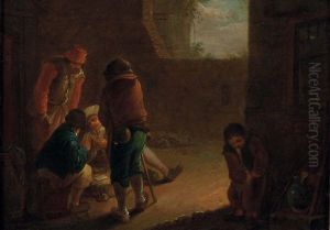 Kartenspielende In Einem Alten Innenhof by Andries Dirsksz Both