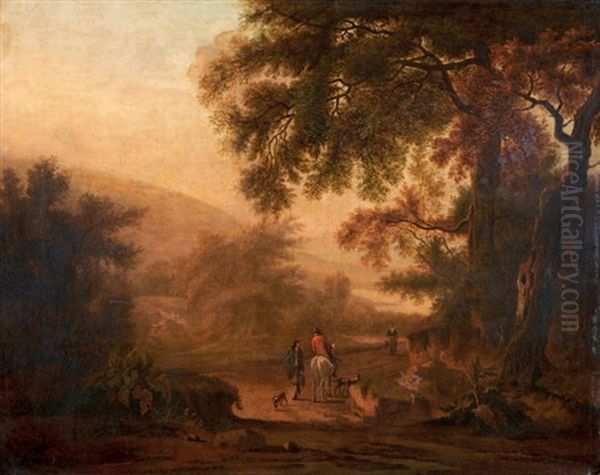 Cavalier Et Personnages Dans Un Paysage - view 1