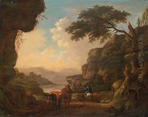 Ein Paar Sudliche Landschaften Mit Bauerlicher Staffage (pair) - view 1