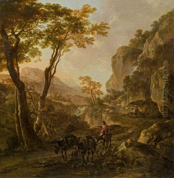 Landschaft Mit Reiter Und Zwei Maultieren, Rocca Aquatico Bei Ancona - view 1
