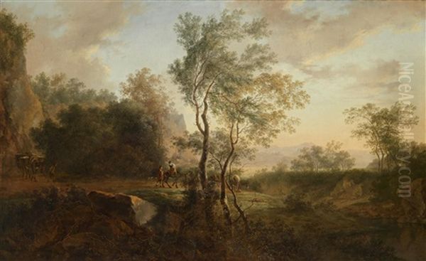 Hirten Und Eseltreiber In Sudlicher Landschaft - view 1
