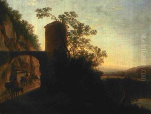Italienische Landschaft Mit Steinerner Brucke Mit Einem Turm thumbnail