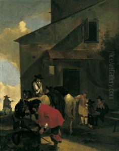 Rastende Reiter Vor Einem Wirtshaus by Jan Both