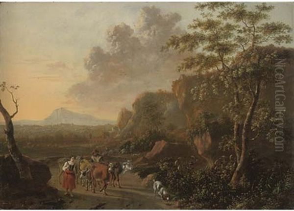 An Italianate Mountainous Landscape With Herdsmen On A Path - view 1