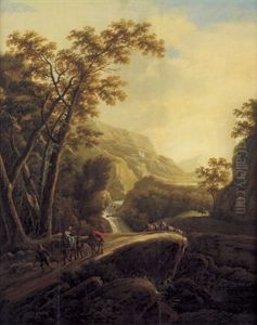 Gebirgige Landschaft Mit Figurlicher Staffage