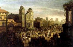 Ville Italienne Animee D'une Scene De Marche by Jan Both