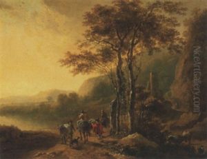 Promeneurs Dans Un Paysage Italianisant by Jan Both