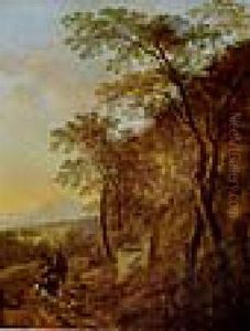 Sudliche, Bewaldete Gebirgslandschaft Mit Hirten Und Herde by Jan Both