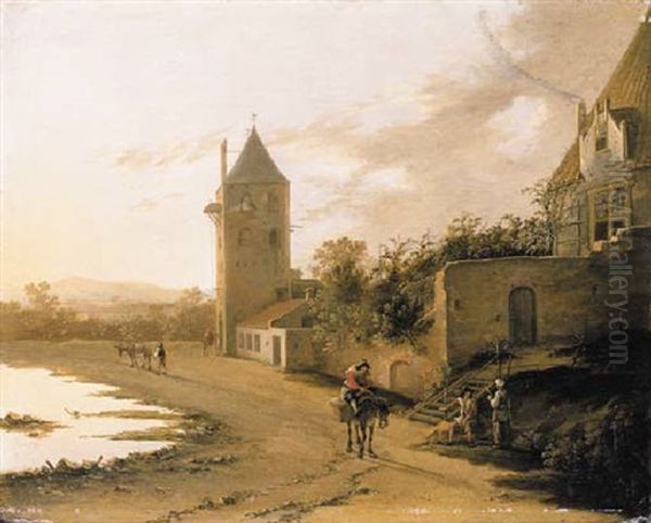 An Italianate Landscape With Travellers On A Path Before The Plompetoren, Utrecht - view 1