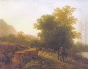 An Italianate Landscape With Herdsmen And Cattle On A Path