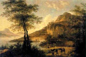 Travellers An A Mountainous River Landscape by Jan Both