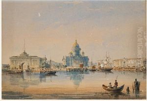 Des Isaakios-doms Am Senatsplatz In St. Petersburg by Fedor Yakovlevich Alekseev