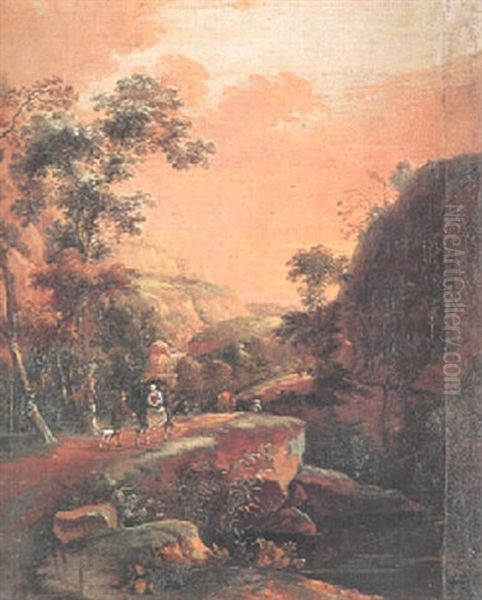 Berglandskap Med Boskap Och Figurer - view 1