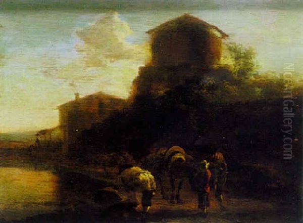 Landscape With Travellers Resting Beside A Pond, A House Beyond - view 1
