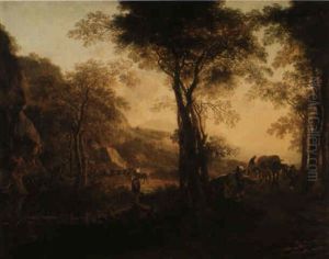 An Italianate Landscape With Travellers On A Road by Jan Both