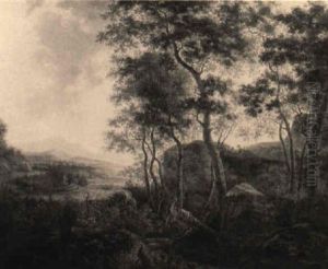 An Extensive Landscape With Travellers And Their Packmules Resting by Jan Both