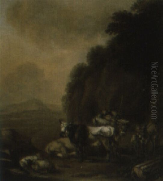 Italianate Landscape With Drover Resting By Flock - view 1