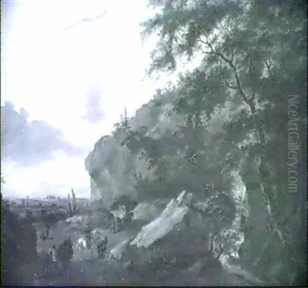 Raububerfall In Waldlandschaft Mit Einem Wasserfall Rechts Hinter Baumen - view 1