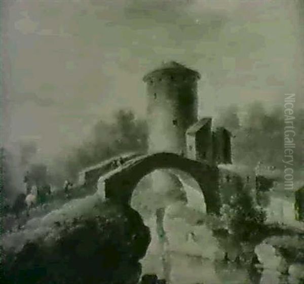 Sudliche Flusslandschaft Mit Einer Steinernen Brucke. - view 1
