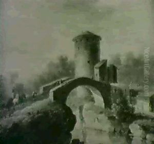Sudliche Flusslandschaft Mit Einer Steinernen Brucke. by Jan Both