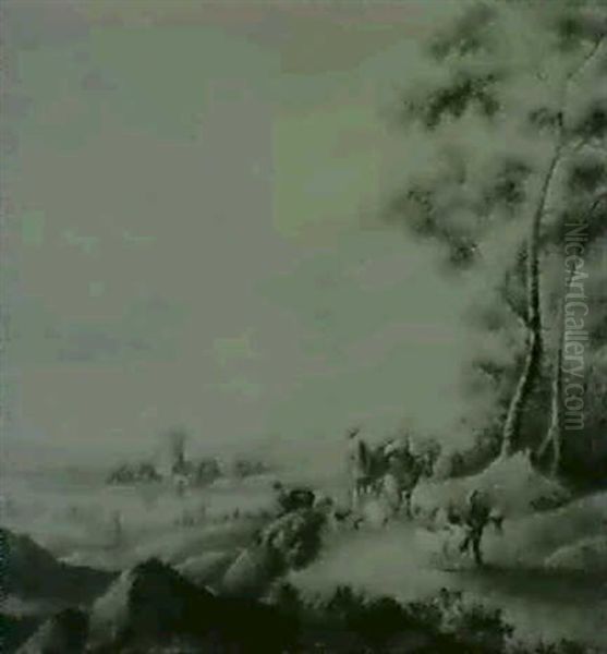 An Extensive Italianate Land- Scape With Shepherds On A Pathby A River, A Tower Beyond - view 1