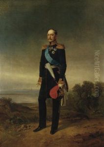Emperor Nicholas I In The Full Uniform Of A Guard Cossack General by Gregor Ivanovich Bothmann
