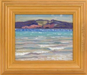 California Seascape With Island In The Background by Cornelis Botke