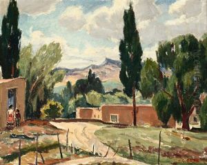 Houses At Nambe, New Mexico by Cornelis Botke