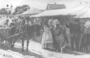 Russische Marktszene Russische Marktszene