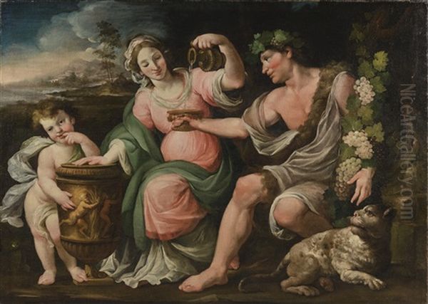 Bacchus, Temperance (?) And Cupid - view 1