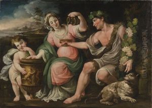 Bacchus, Temperance (?) And Cupid
