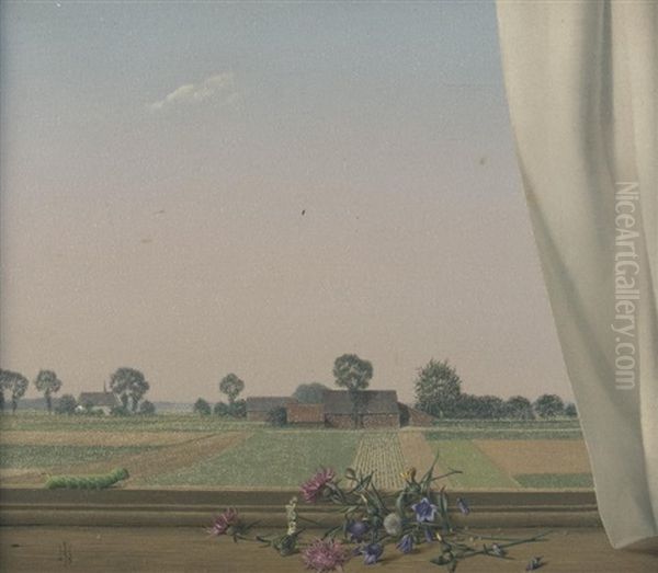 Lower Rhine Landscape With Field Flowers And Caterpillar (view From The Studio) - view 1