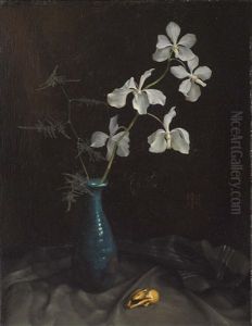 Stillleben Mit Orchidee Und Netsuke by Herbert Boettger