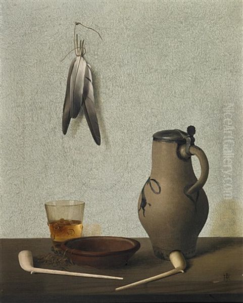 Stillleben Mit Federn Und Krug - view 1