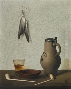 Stillleben Mit Federn Und Krug by Herbert Boettger