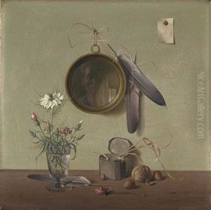 Stilleben Mit Selbstbildnis Im Spiegel by Herbert Boettger