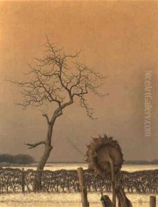 Sunflower In Winter Landscape
