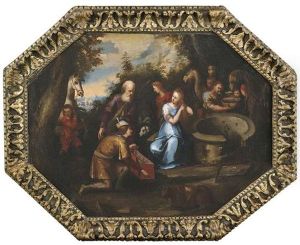 Rebecca Und Eliezer Am Brunnen. Der Triumphierende Christus Auf Einem Triumphwagen (pair)
